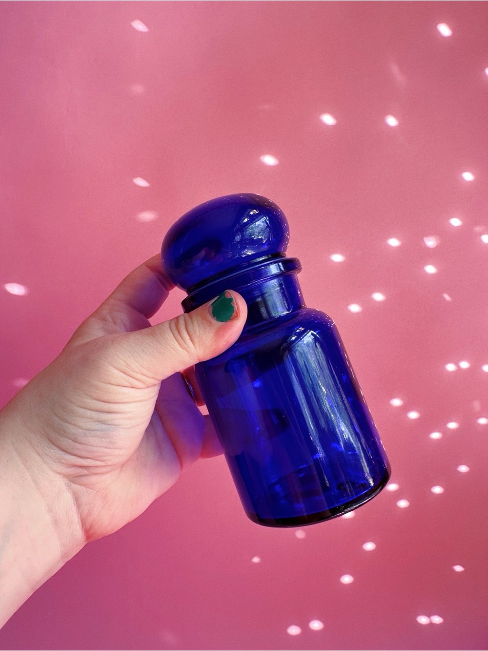 Vintage Cobalt Blue Glass Apothecary Jar with Round Stopper - Picture 2 of 5